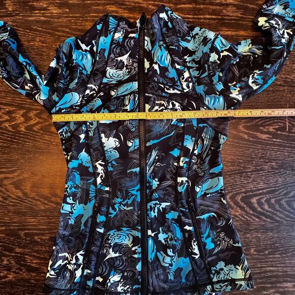Lululemon Define Jacket Womens Size 8 Black Teal Print Full Zip Athletic - Picture 10 of 13